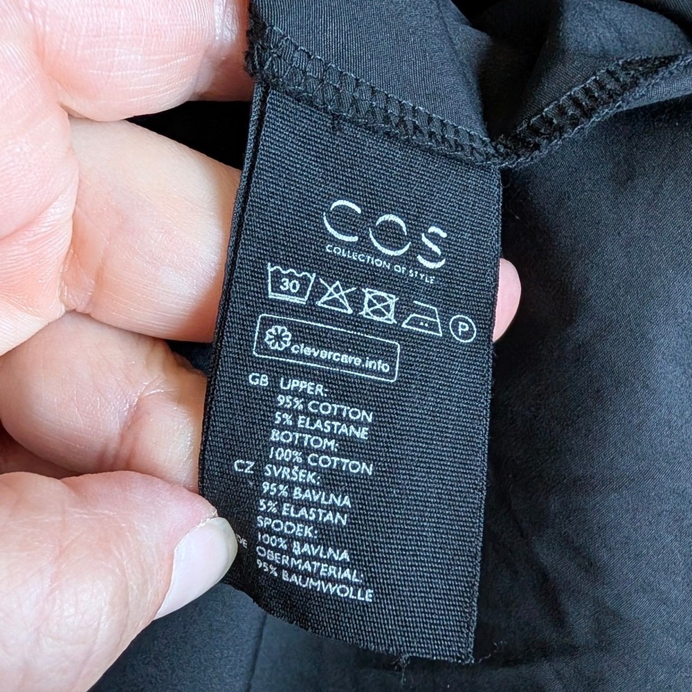 COS Black Mixed Media Sleeveless Midi Dress Cotton Jersey Poplin L 0732964 9 - Picture 6 of 7